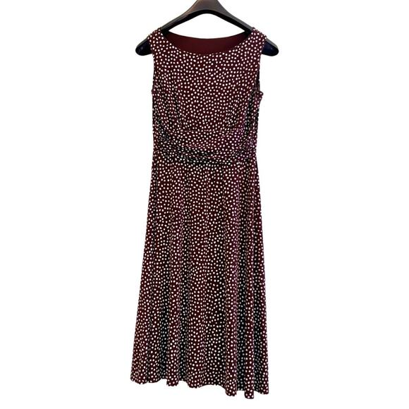 Dark Brown Polka Dot Midi Dress –‎ Retro Style Cottagecore Sleeveless Twirl Fit - Picture 1 of 6